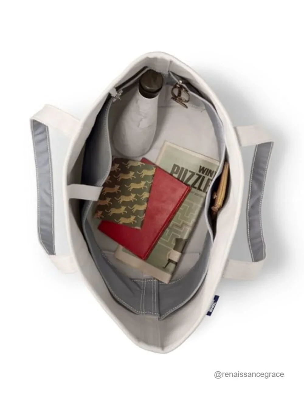 Large Canvas Tote Bag with Pockets Laptop Shoulder Strap